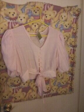 💐  Who's That Girl New With Tags Light Pink Tie-Front Women's Crop Top